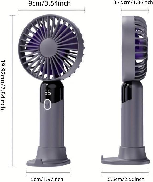 Actual product image PhoneLook Mini ventilateur USB compact et portable avec affichage LED et pied amovible