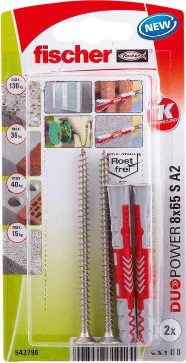 Produktbild Fischer DuoPower 8x65 S A2 K (2) (2 Stk.)