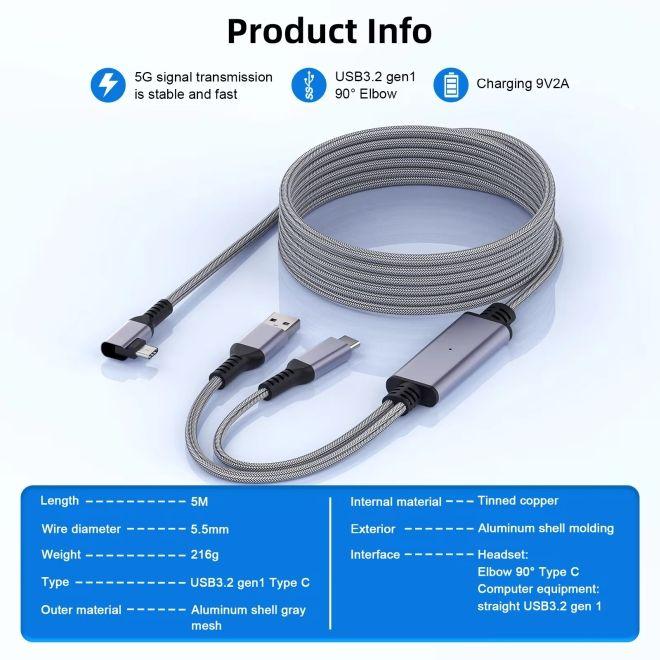 Image du produit AMVR Meta Quest 3 / 3S VR Link Kabel mit USB Typ-C Ladeanschluss