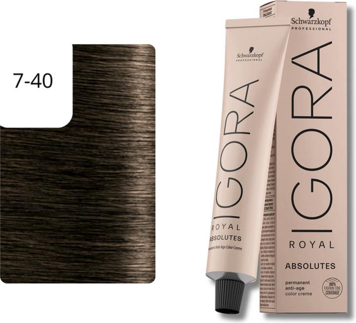 Actual product image Schwarzkopf Professional Igora Royal Absolutes 7- Medium Blonde Beige Natural (7-40 Medium blonde beige natural)