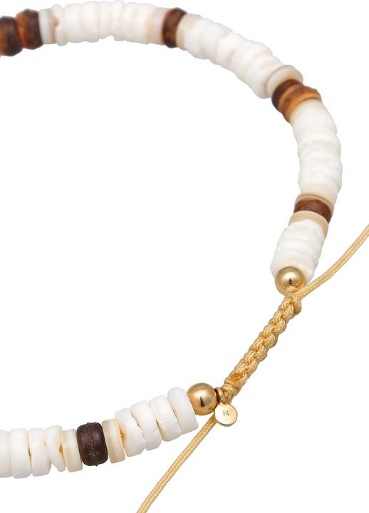 Immagine prodotto Elli Gioielli per i piedi Perline di legno di cocco conchiglia argento 925 (Conchiglia, Nylon, Argento 925 placcato oro, Nessuna pietra, 22 cm)