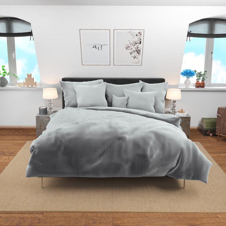 Immagine prodotto Lotus Bettwaren Biancheria da letto in raso Seersucker uni (Copricuscino, 65 x 100 cm)