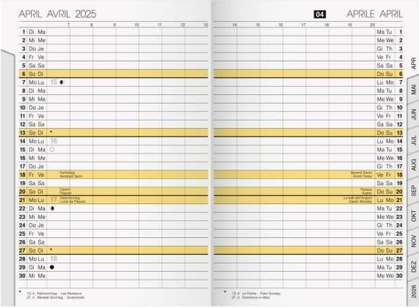 Actual product image Rido Replacement calendar uni-planer 10,4x15,3cm 1 month/2 pages 2025 (German)