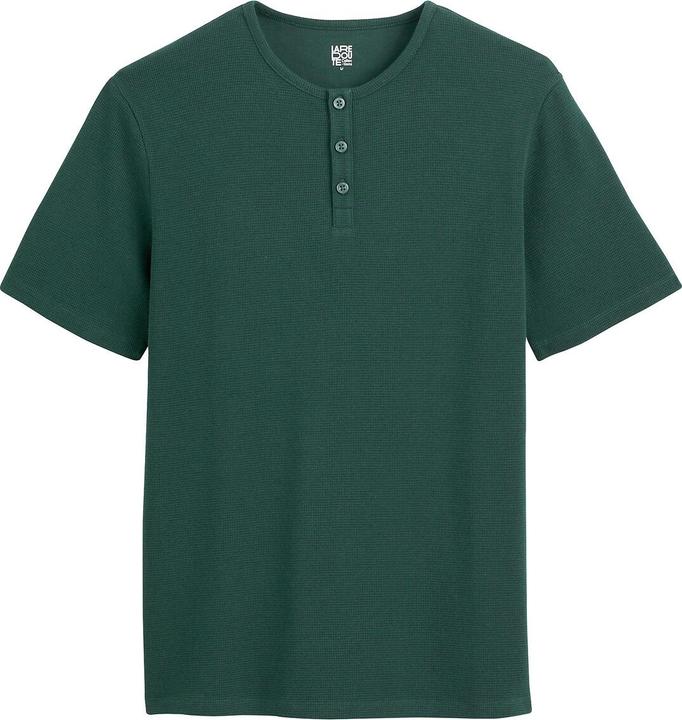 Image du produit La Redoute Collections Haut en forme de t-shirt avec encolure ronde et petite patte de boutonnage (S)