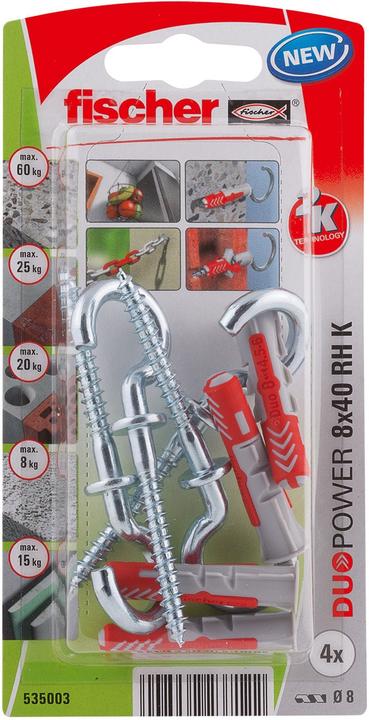 Actual product image Fischer DUOPOWER 8 x 40 with round hooks (4 pcs.)