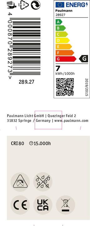 Energie-Label Paulmann Reflektor (GU10, 7 W, 460 lm, 1 x, G)