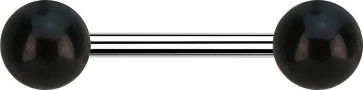 Actual product image Star Piercing Barbell silver with two black horn balls (without brass, Surgical steel 316L)