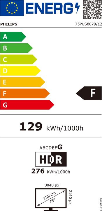 Energie-Label Philips 75PUS8079/12 (75", LED, 4K, 2024)
