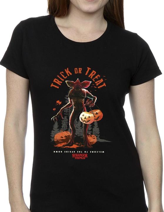 Actual product image Netflix Womens/Ladies Stranger Things Trick Or Treat Demagorgon Cotton T-Shirt (XL)
