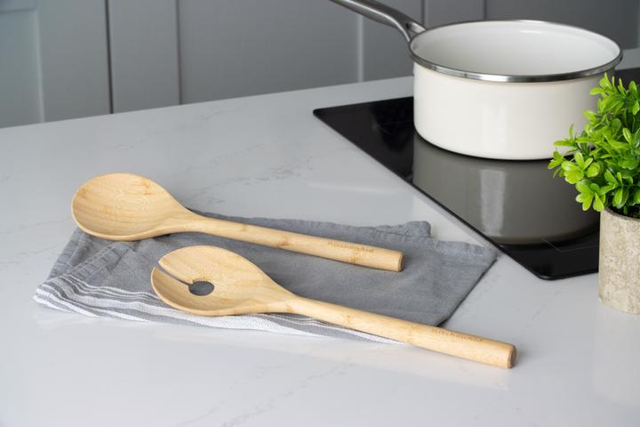 Image du produit KitchenAid 30cm de long Bamboo Salad Servers, Fork and Spoon (serveurs, fourchette et cuillère en bambou) (Serveurs à salade)
