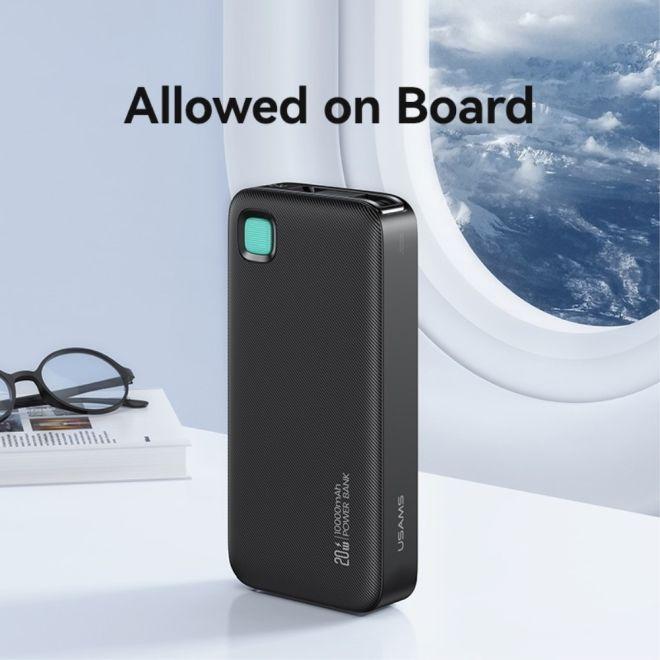 Image du produit Usams Powerbank ze zwijanym kablem USB-C Retractable 10000 mAh PD 20W Fast Charge XY Series czarny/b (10000 mAh, 50 W, 50 Wh)