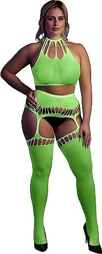 Immagine prodotto Ouch! Two Piece with Crop Top and Stockings - Green - XL/XXXXL (XL, XXL, 3XL)