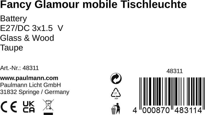 Immagine prodotto Pauleen Lampada da tavolo mobile Fancy Glamour (100 lm, E27)