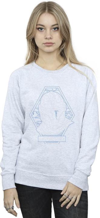 Actual product image Star Wars Womens/Ladies The Mandalorian Outline Helm Diamond Sweatshirt (XL)