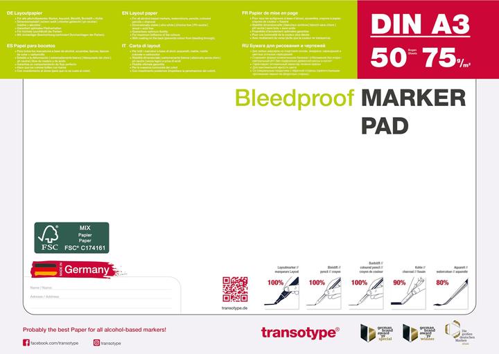 Immagine prodotto Copic Blocco per pennarelli DIN A3, 70 g/m², 50 fogli con tabella colori e modello di storyboard