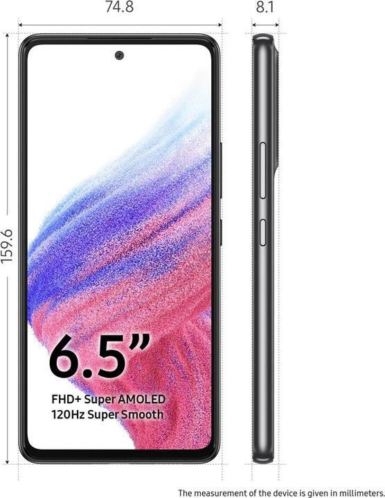 Produktbild Samsung Galaxy A53 5G (256 GB, Awesome Black, 6.50", Hybrid Dual SIM, 64 Mpx, 5G)