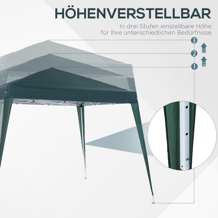 Immagine prodotto Swisshandel24 Gazebo pieghevole con borsa di trasporto 2,4x2,4 m in acciaio verde (240 cm, 240 cm)