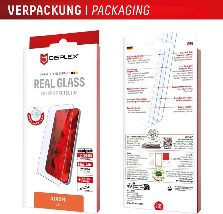 Image du produit Displex Real Glass, 2D Panzerglas (1 pièce(s), Xiaomi 15)