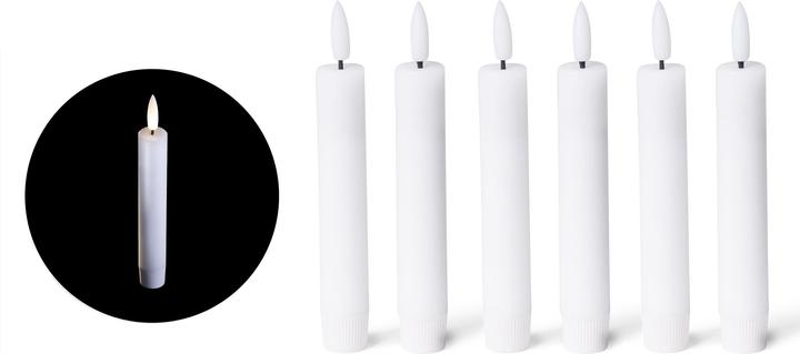 Novaliv White LED Stick Candle with Timer Function Set of 6 - Stick Candle LED Moving Flame Timer - 12,5cm (6 x)