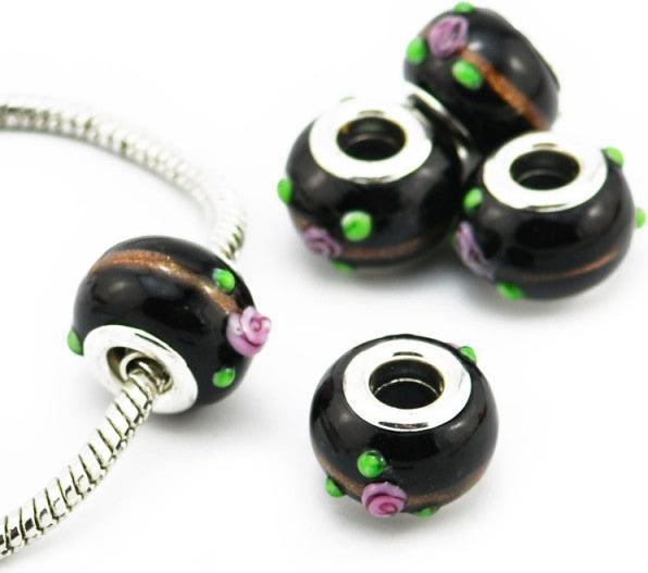 Produktbild Hermex Glas Bead versilbert 925 - Silbrig Schwarz (Silber 925, Glas)