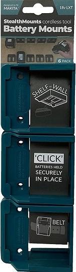 Produktbild StealthMounts BM-MK18-BLU-6 Blaue Batteriehalter für Makita 18v (6er Set)