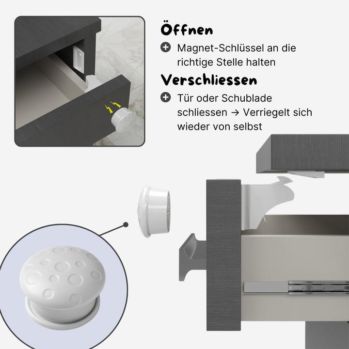 Image du produit Hermex Magnetisches Sicherheitsschloss-Set Schranksicherung Schrankschloss Kindersicherung