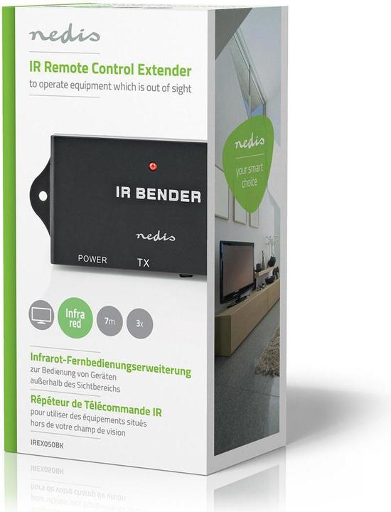 Actual product image Nedis IR Remote Control Extender Signal Range: 7.0 m 3 Devices ABS Black (Device-specific remote control, Infrared)