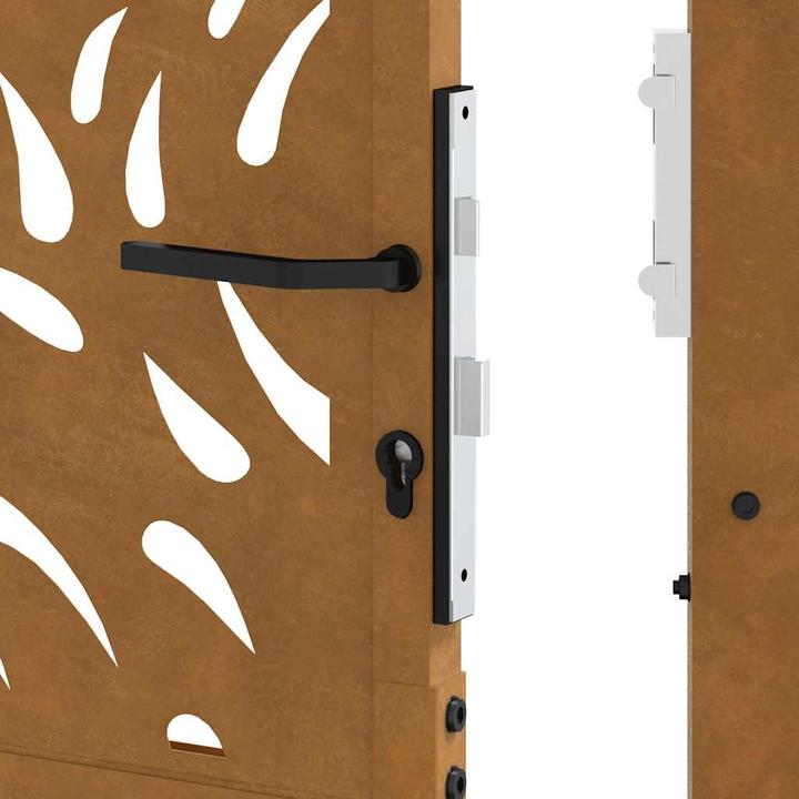 Actual product image VidaXL Garden gate 105x205 cm Weatherproof steel flame design fence gate