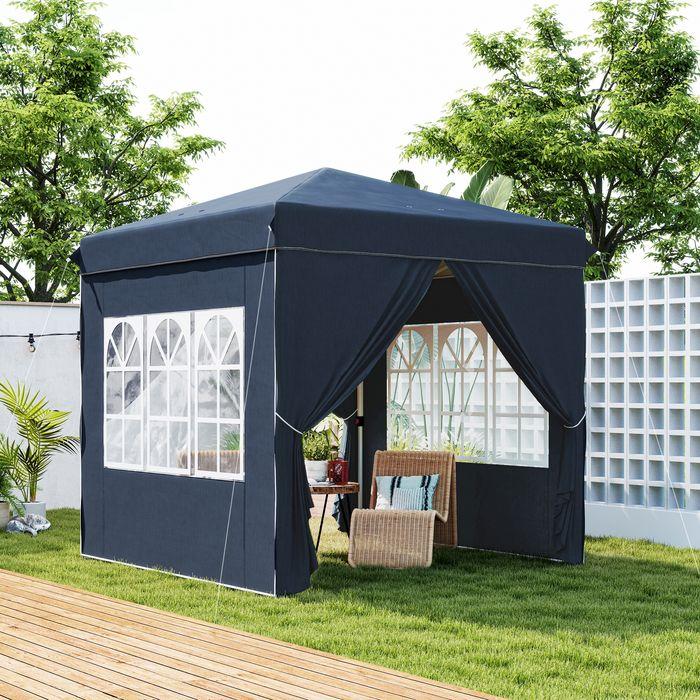Produktbild Swisshandel24 Faltpavillon 2,5x2,5m, wasserabweisend mit 4 Seitenteilen, Dunkelblau (250 cm, 250 cm)
