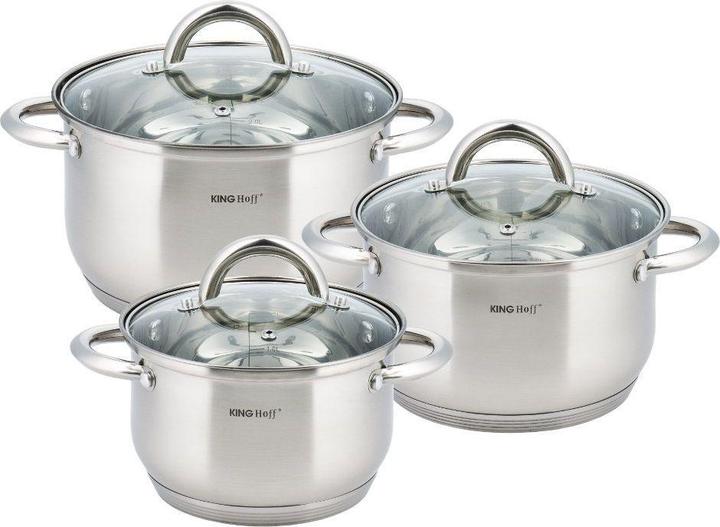 Actual product image Edelhoff 3 POT SET KINGHOFF KH-4446 (Pan set + pot set, Stainless steel)