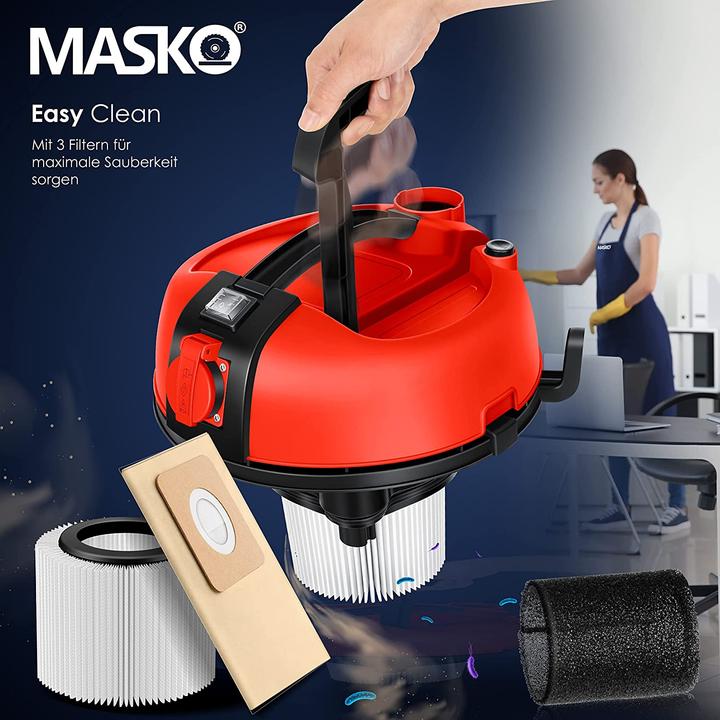 Produktbild Masko Industriestaubsauger beutellos Rot (Nass-Trockensauger)