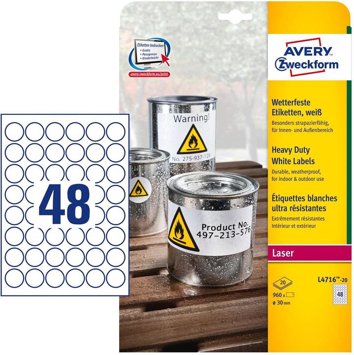 Actual product image Avery Weatherproof labels