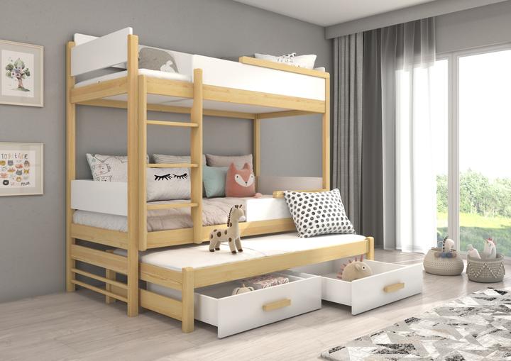 Image du produit ADRK Furniture Lit superposé triple avec matelas QUEEN 180x80 (180 x 80 cm)