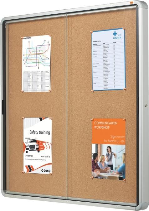 Immagine prodotto Nobo Vetrina porta scorrevole pannello posteriore in sughero 12 x DIN A4 per uso interno