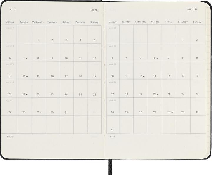 Produktbild Moleskine Taschenagenda Hard Cover Weekly (90 x 140 mm, Englisch)