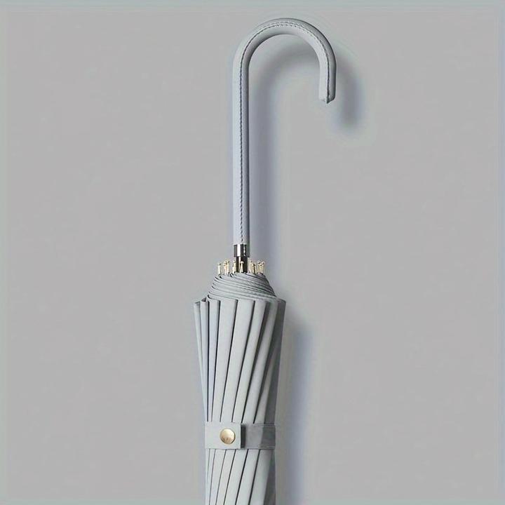 Alopini Automatischer wind- und wasserdichter Regenschirm mit 16 Rippen und J-förmigem Griff, einfacher