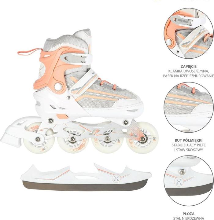 Produktbild Nils NH18190 2in1 WEISS UND PINK GRÖSSE M. S(29-33) INLINE-SKATES MIT DIM. TUL. EISHOCKEY EXTREME (29, 30, 31, 32, 33)