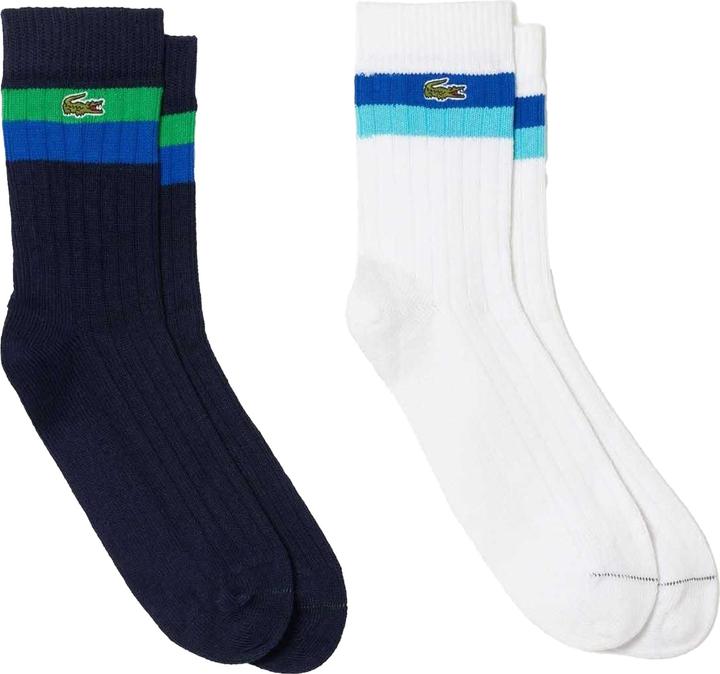 Actual product image Lacoste Unisex Adult Striped High Cut Cotton Socks (Pack of 2) (pack of 2, 35 - 38)