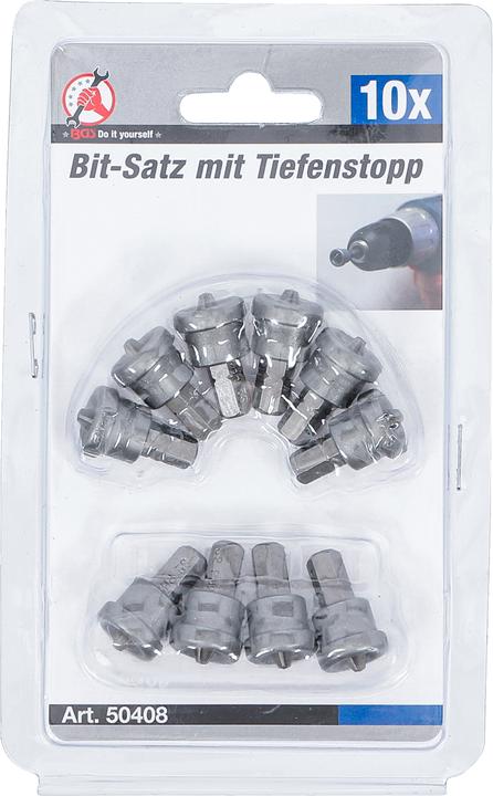 Produktbild BGS Bit-Satz mit Tiefenstopp für Gipskartonplatten 6,3 mm (1/4") Kreuzschlitz PH2 10-tlg. (6,3 mm)