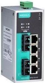 Moxa EDS-P206A-4POE-SS-SC-T - Switch Ethernet non gestito con 4 porte PoE, 2 porte P. 100BaseFX