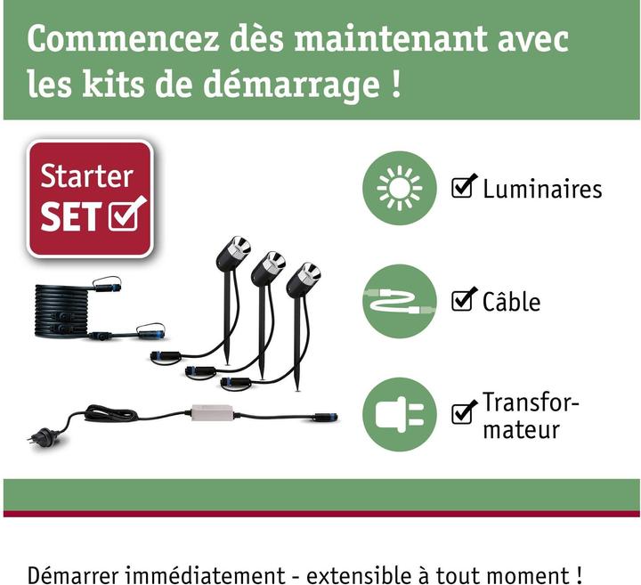 Image du produit Paulmann Kit de démarrage Outdoor Plug & Shine Pike (340 lm, IP65)