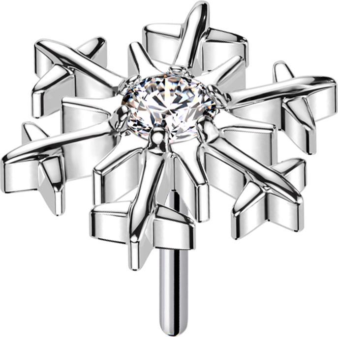 Image du produit Star Piercing Threadless flocon de neige argenté cristal argenté (sans laiton, Titane G23)