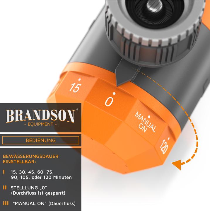 Actual product image Brandson Irrigation control, irrigation timer, water timer, automatic, timer 15 - 120 min. (Water timer, Irrigation valve)