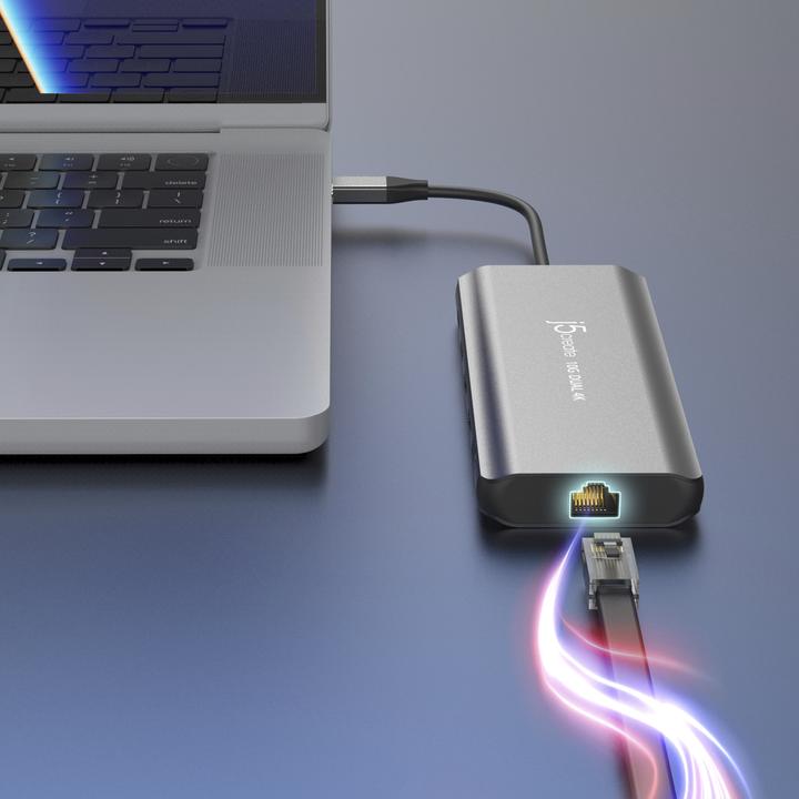 Immagine prodotto j5Create JCD398-N, Cablato, USB 3.2 Gen 2 (3.1 Gen 2) Type-C, 100 W, 10,100,1000 Mbit/s, Grigio, Spa (2 Porti)