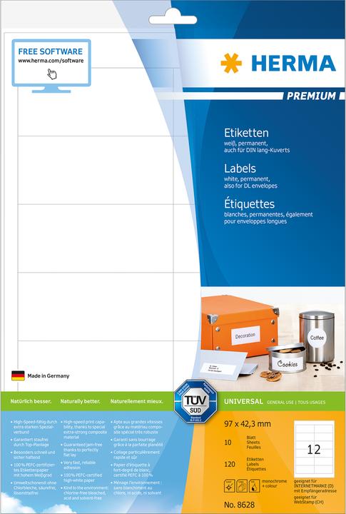 Produktbild HERMA Universal Etiketten A4