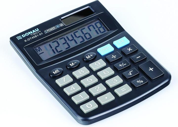 Actual product image Donau Pocket calculator tech, 8-digit, display, dimensions 97x60x10 mm, black (Batteries, Solar cells)