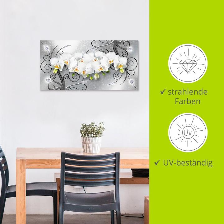 Produktbild Artland weisse Orchideen auf Ornamenten U1QV (60 x 30 cm)