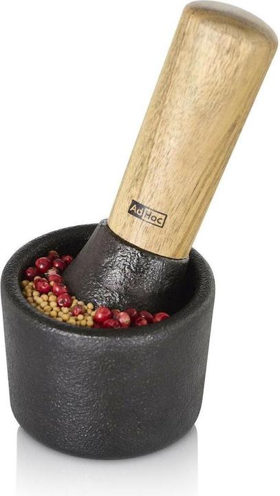 Image du produit AdHoc Mortier Camo.7, fonte/bois d'acacia, D : 6,5 cm, H : 5 cm, pilon D : 4,2 cm, H : 12,8 cm