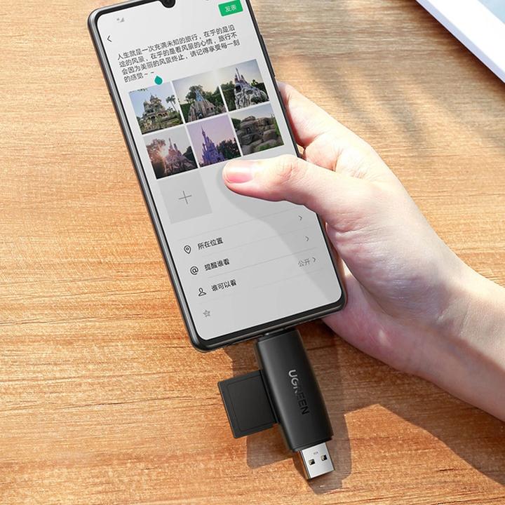 Produktbild Ugreen CM304 USB + USB-C Adapter Card Reader SD + microSD (black) (USB-C)