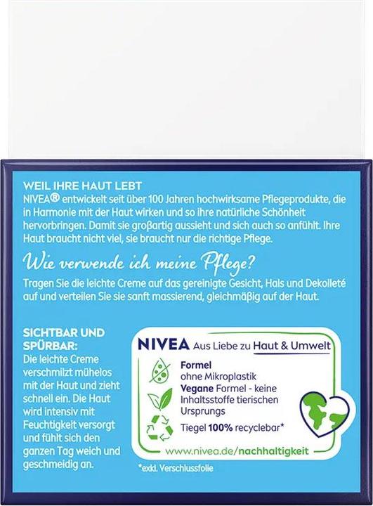 Nährwerte und Zutaten NIVEA Good Night Care 24h Moisture + Regeneration (50 ml, 24h Creme)